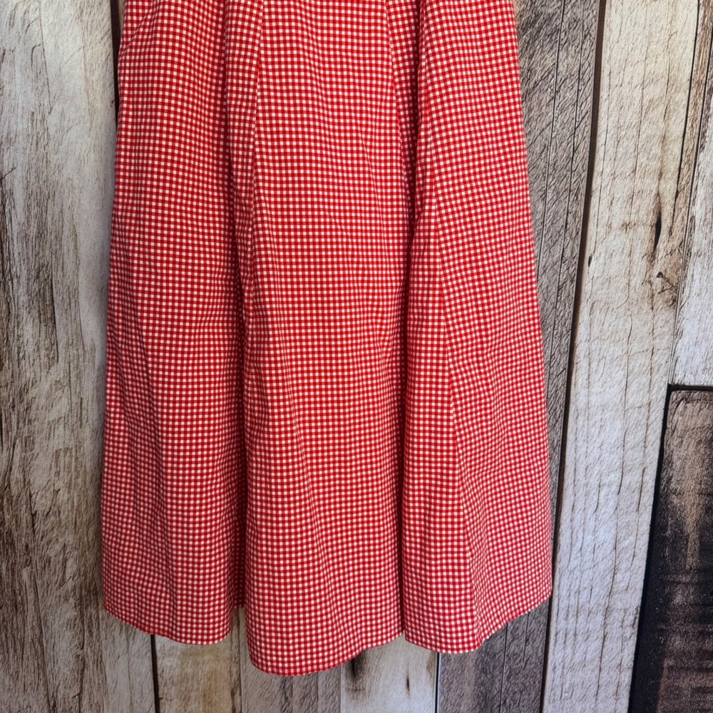 Abercrombie & Fitch Strapless Dress Gingham Midi Cottagecore Picnic Red White XS - Picture 5 of 7